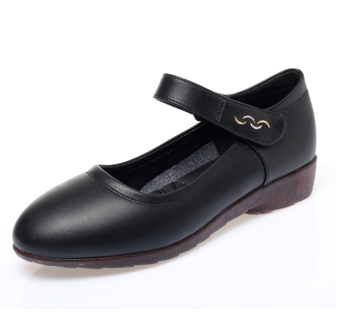 Womens Softsoled Peeptoe Leather Shoes With A Single Strap foto 2