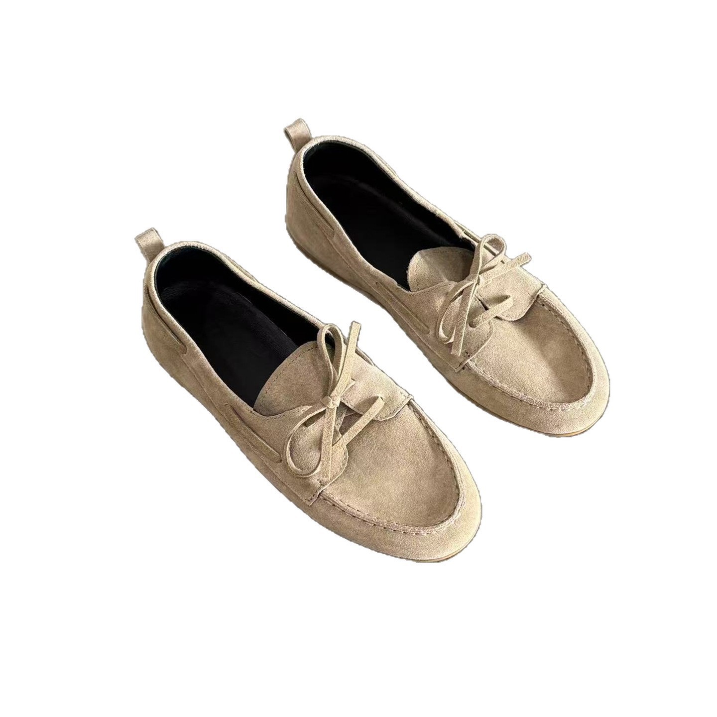 Sheepskin Version British Style Leather Flat Retro Lace Up Pumps foto 5