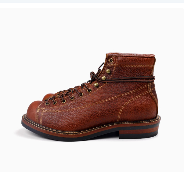 Retro Color Block High-top Round Toe Cowhide Ankle Boots foto 4