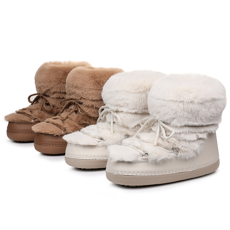 Women's Short Thin-soled Fur-lined Snow Boots foto 2