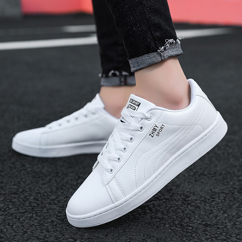 Mens Minimalist Casual White Shoes With A Flat Heel foto 3