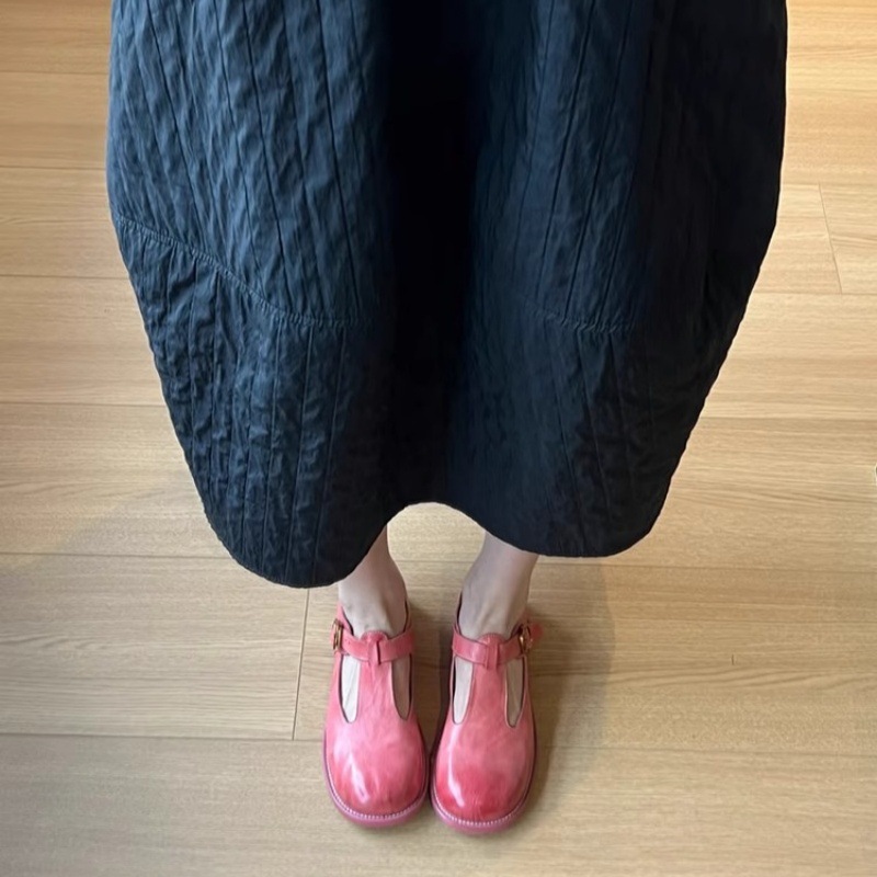 Retro Style Thick Heel Women's Round Head Brush Color Pumps foto 3