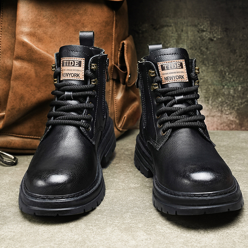 New Trendy Autumn And Winter High-top American Vintage Work Boots foto 2