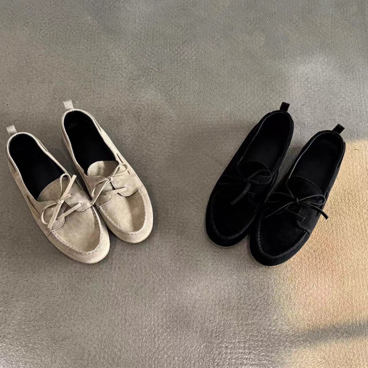 Sheepskin Version British Style Leather Flat Retro Lace Up Pumps foto 4