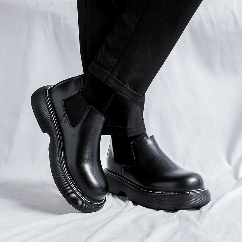 Martin Boots Black And Round Thick-soled Men foto 5