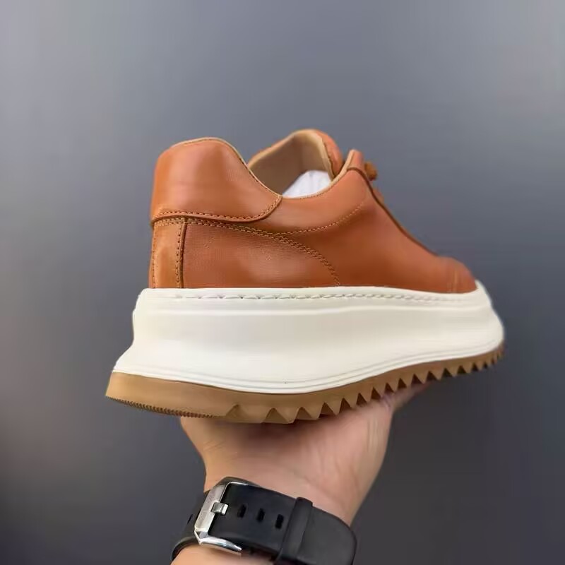 Leather White Shoes Male Retro Casual Shoes foto 2
