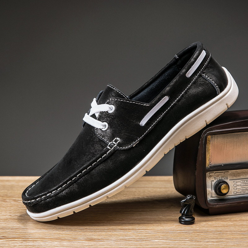 Men's Versatile Low Cut Frosted Cowhide Single Shoes foto 5