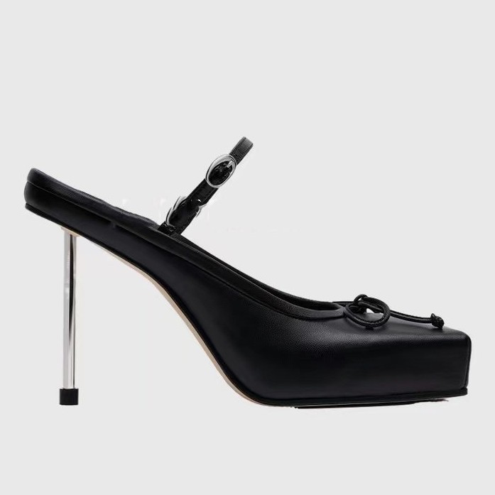 Women's Square Toe Bowknot High Heel Slippers foto 5