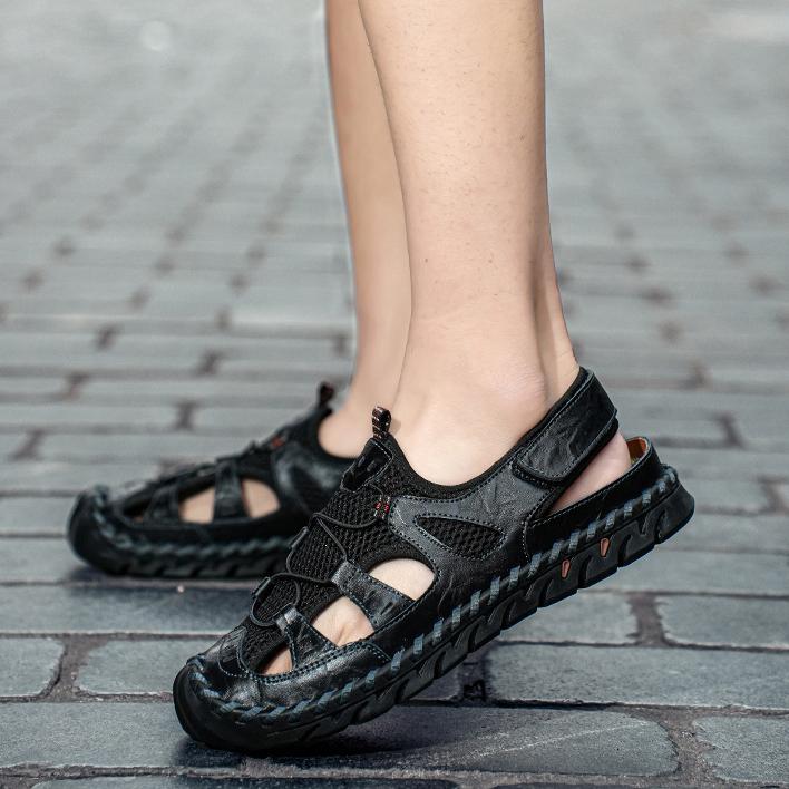 Genuine Leather Men's Sandals Air-permeable Beachwear Summer Casual foto 4