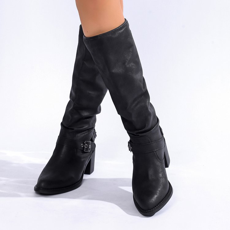 Stylish And Comfortable Buckle Chunky Heel Women's Boots foto 4