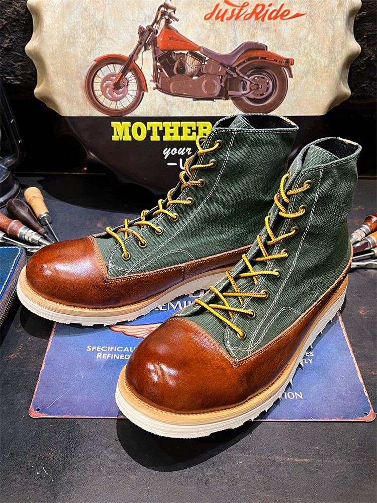 Vintage Genuine Leather Platform Worker Boot Men foto 2
