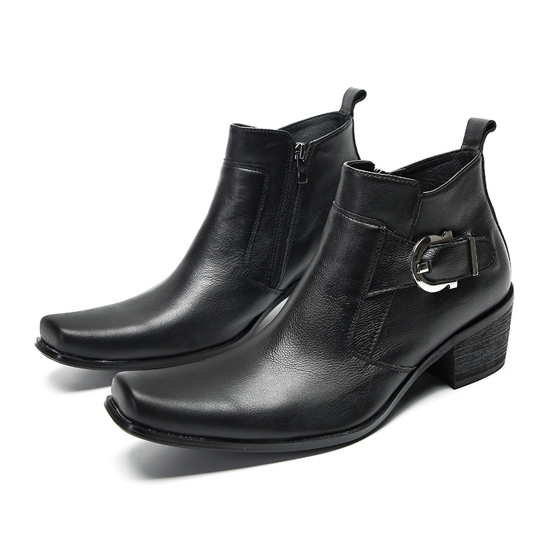 Men's High-top Shoes Casual Cowhide Ankle Boots Trendy Retro foto 3