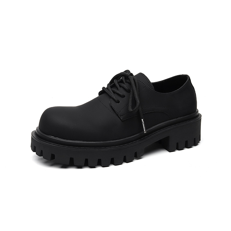 Retro Big Thick Bottom Round Toe Men's Small Leather Shoes foto 3