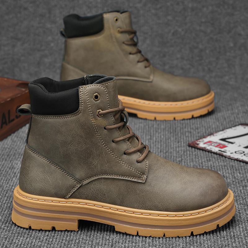 Thick-soled Labor Protection Outdoor Mountaineering Sports Men Leather Boots foto 2