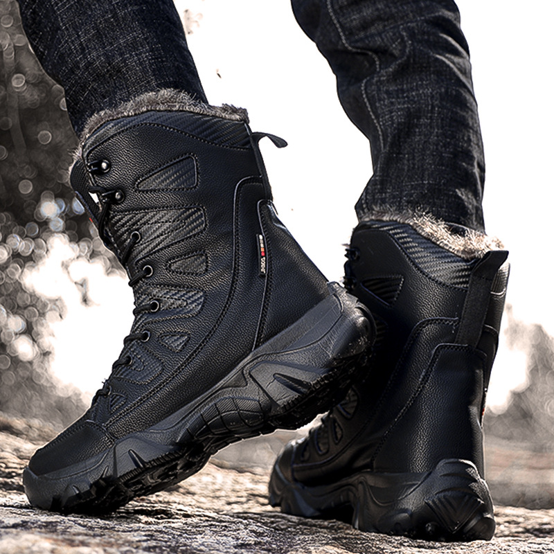Snow Boots Cotton Boots Winter High-top Fleece-lined Warm Slugged Bottom Lace-up foto 3