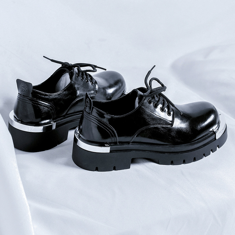 Fashionable Thick-Soled Height-Boosting Men's Leather Shoes foto 5