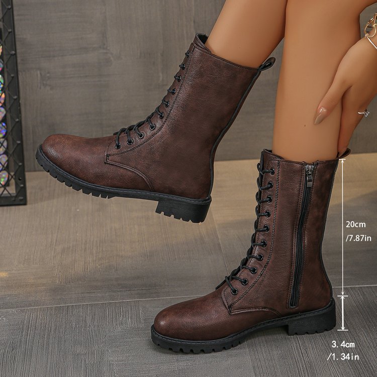 Flat Mid-calf Lace-up Boots For Women foto 3