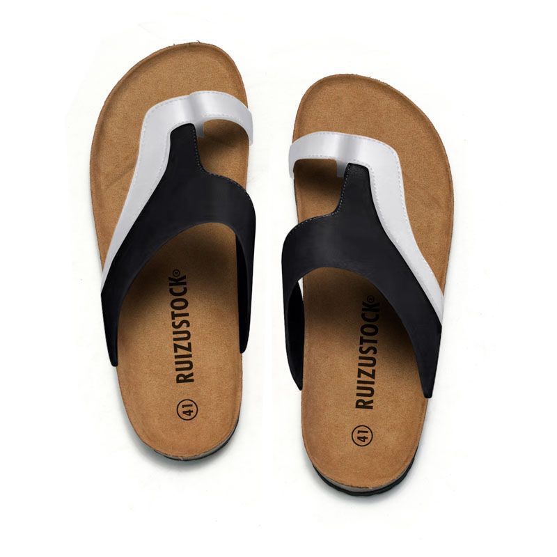 Summer Men's Cork Flip Flops Color Matching Beach Shoes foto 5