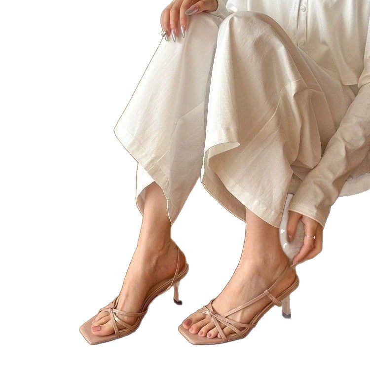 Open-toe Strappy Roman Sandals Celebrity-style Stiletto Heels Shoes foto 2