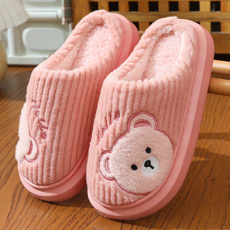 EVA Thick-soled Cotton Slippers Cartoon Bear Plush Cotton Slippers foto 2