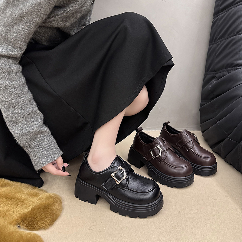British-style Thick-soled Height-increasing Leather Shoes foto 5