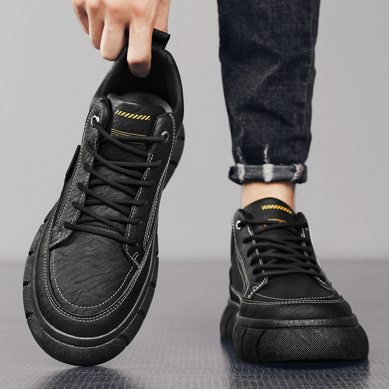 Men's Casual Leather Shoes Thick Bottom Height Increasing Fashion foto 3