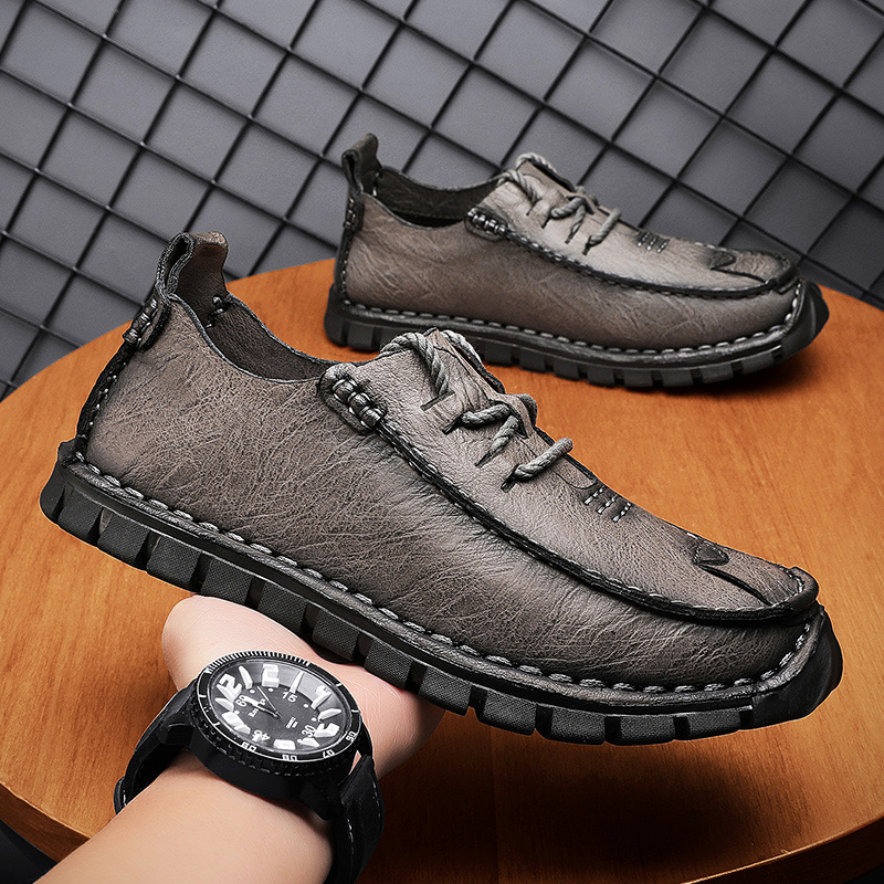 Outdoor Sports Anti-slip Lace-up Soft Bottom Men's Casual Leather Shoes foto 4
