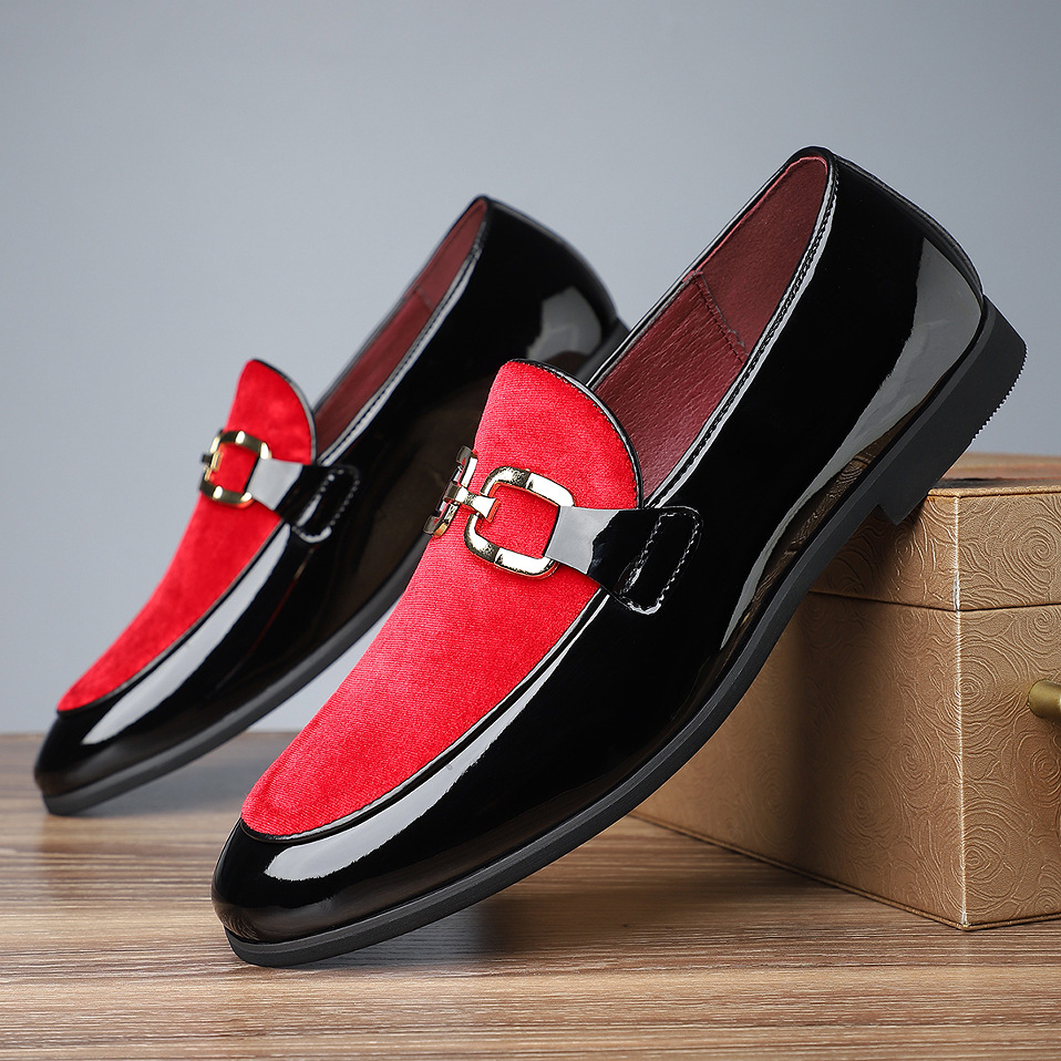 Men's Glossy Pointed British Style Frosted Suede Business Casual Leather Shoes foto 5
