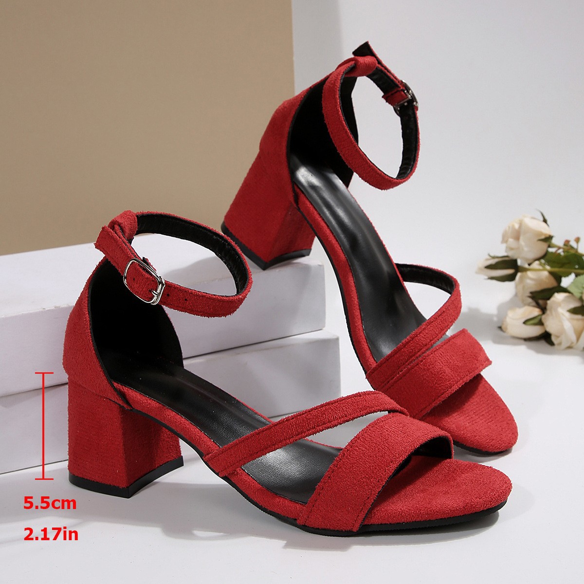 Versatile Fashionable Womens Shoes Suede Block-heel High Heels foto 4