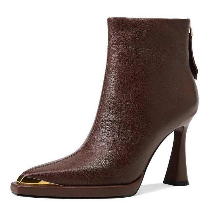 AutumnWinter Europe New Pointed Toe Chunky Heel Side Zip Boots For Women foto 2