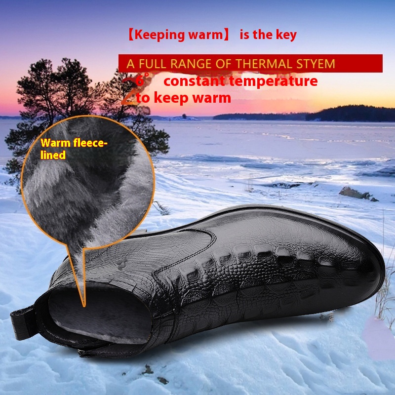 Men's Shoes Winter High-top Leather Shoes Fleece-lined Warm foto 5