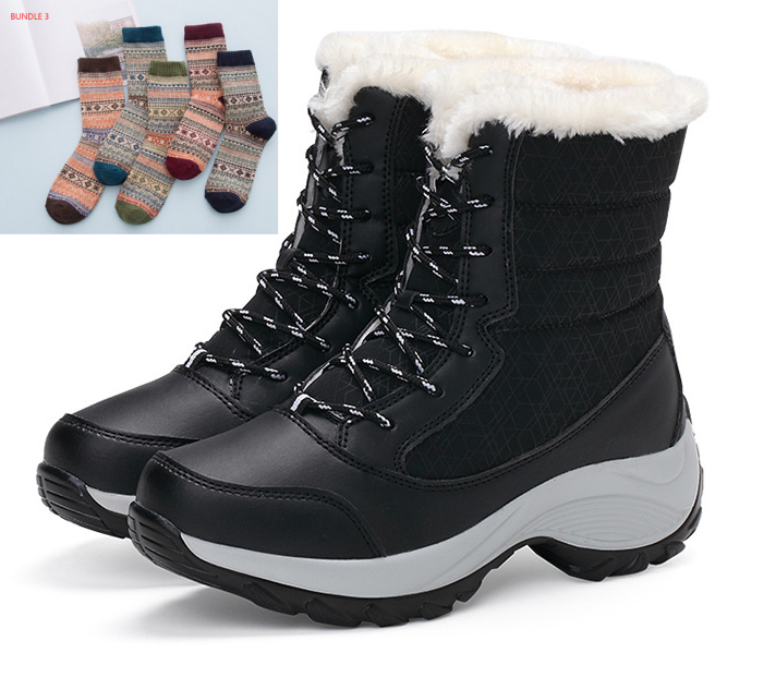Snow Boots Female High To Help Waterproof Ladies Cotton Plus Velvet Shoes foto 4