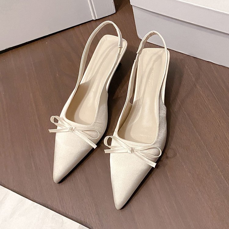 Arrival Fashionable Minimalist Pointed-toe High-heeled Sandals With A Bow On The Toe foto 3