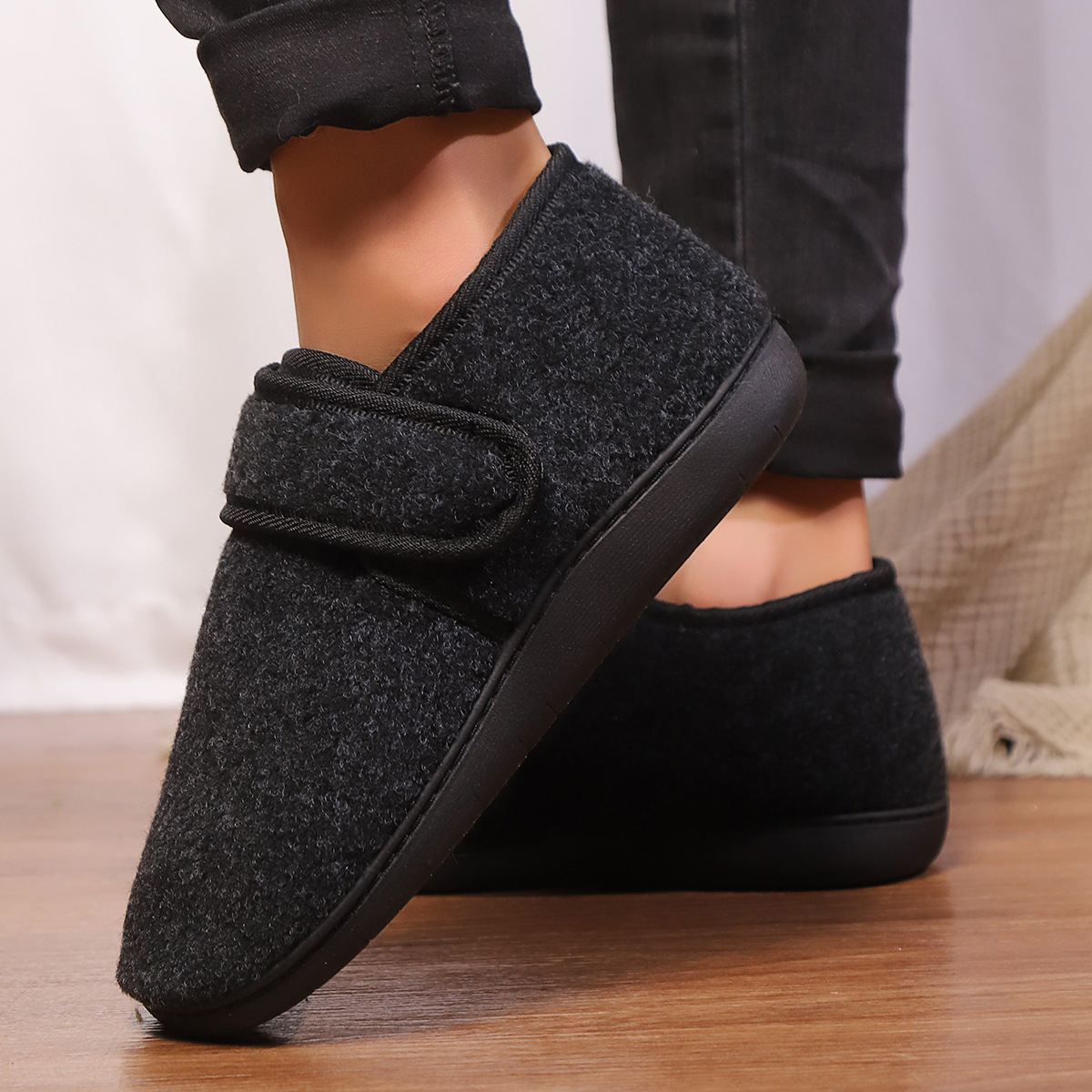 New Cotton Slippers Bag Heel Men's Winter Home Indoor Platform Warm foto 4