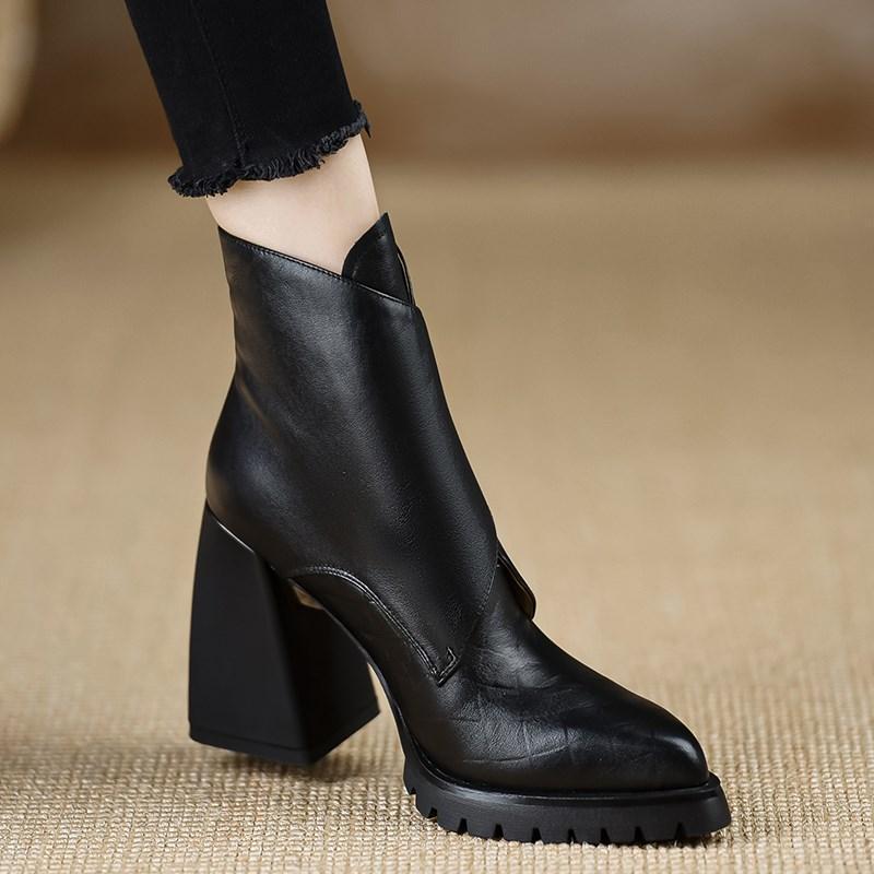 Retro Soft Sole Chunky Heel Ankle Boots For Women foto 5