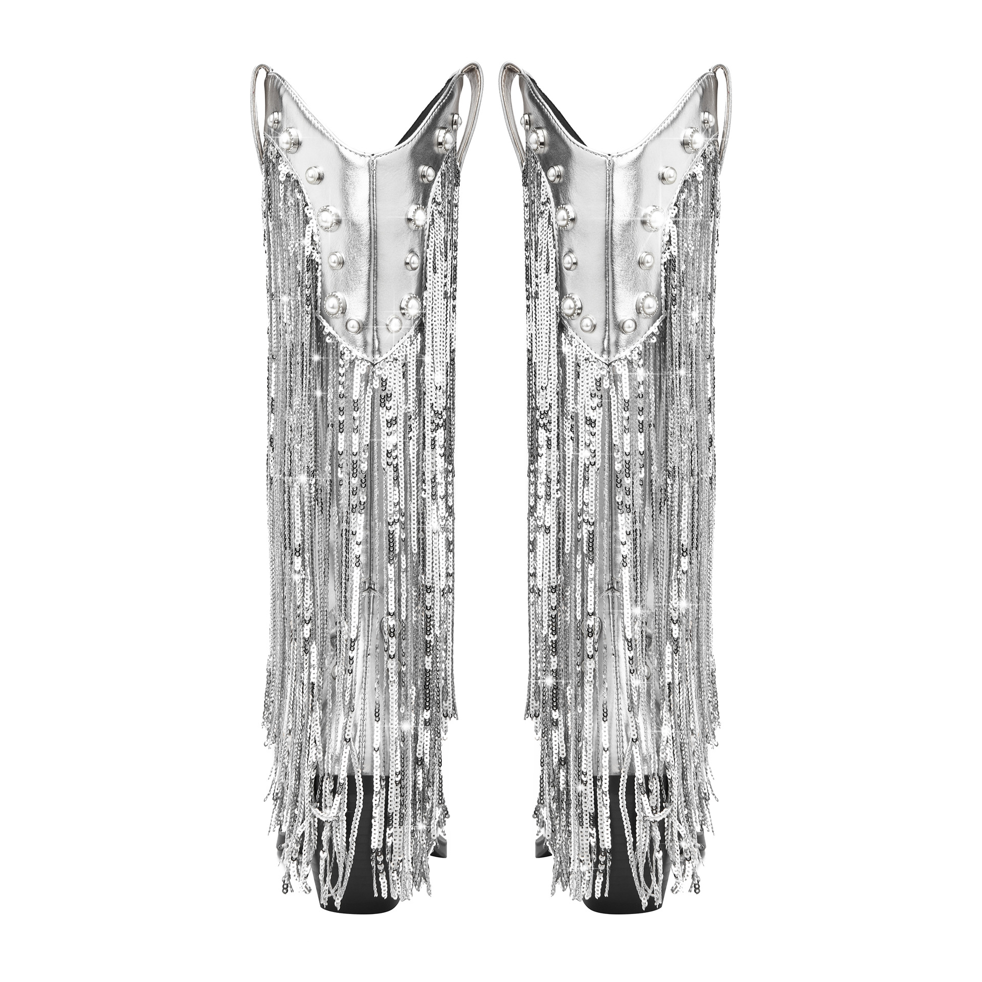 Sequin Tassel Pointed Sleeve High Leg Boot foto 4