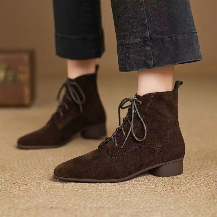 Autumn And Winter Maillard Matte Temperament Pointed Low-heel Ankle Boots For Women foto 3