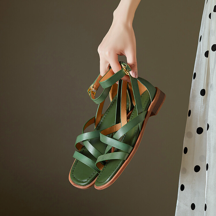 Womens Flat Shoes With A Cross-strap Design And A Single Strap Buckle foto 3