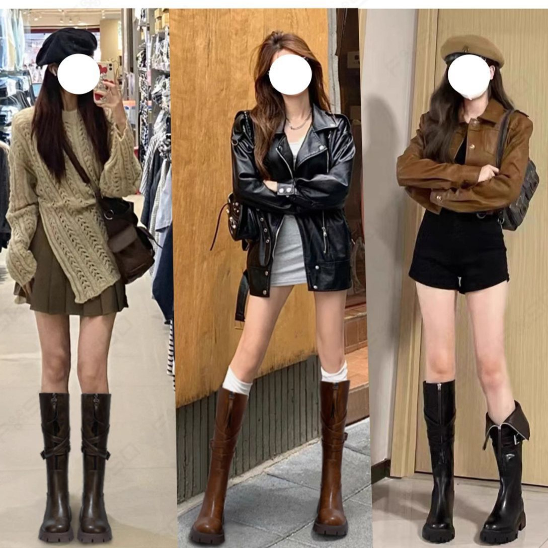 Brown Women's Riding Boots Thin High Tube Long foto 3
