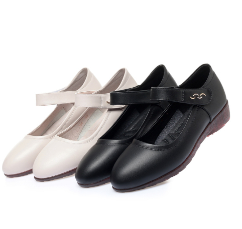 Womens Softsoled Peeptoe Leather Shoes With A Single Strap foto 5
