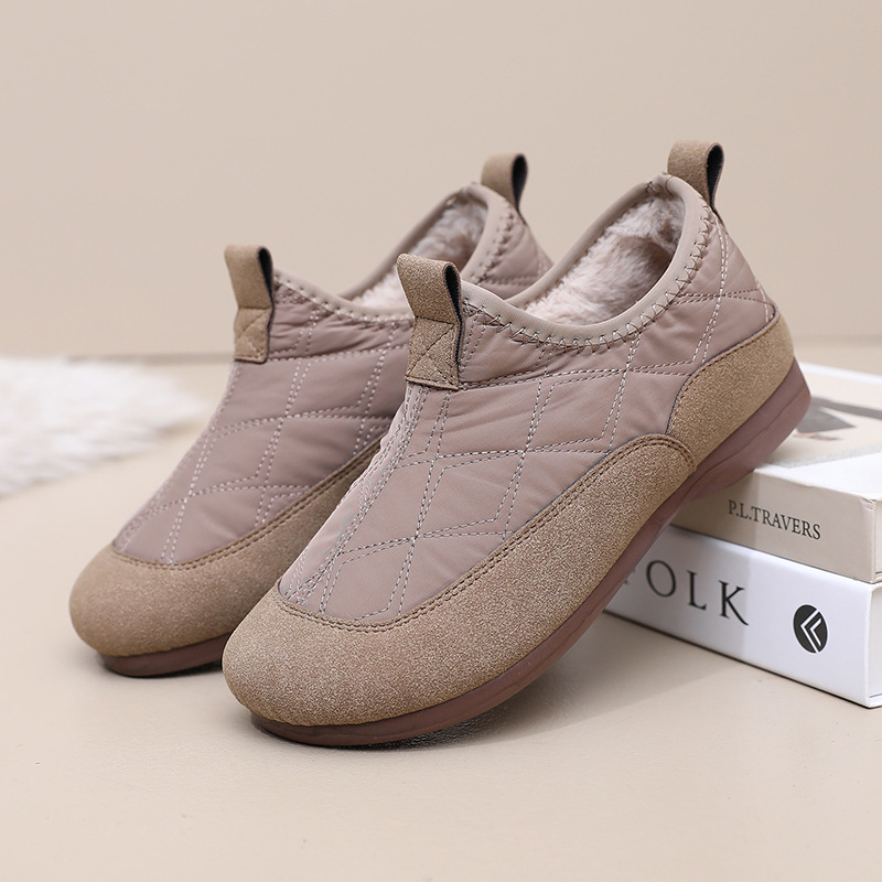 Winter Cloth Shoes For Women Plus Velvet Soft Bottom One Pedal Cotton Shoes Warm Flat Bottom Gommino foto 5