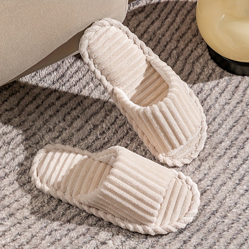 Men's Corduroy Striped Open Universal Indoor Corduroy Slippers foto 4