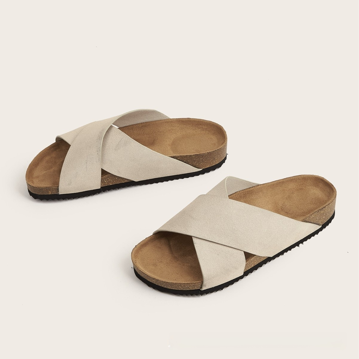 European And American Plus Size Khaki Round Toe Cross Roman Style Slip-on Flat Sandals foto 5