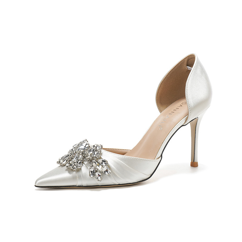 Rhinestone White Wedding Bridal Shoes Temperament foto 5