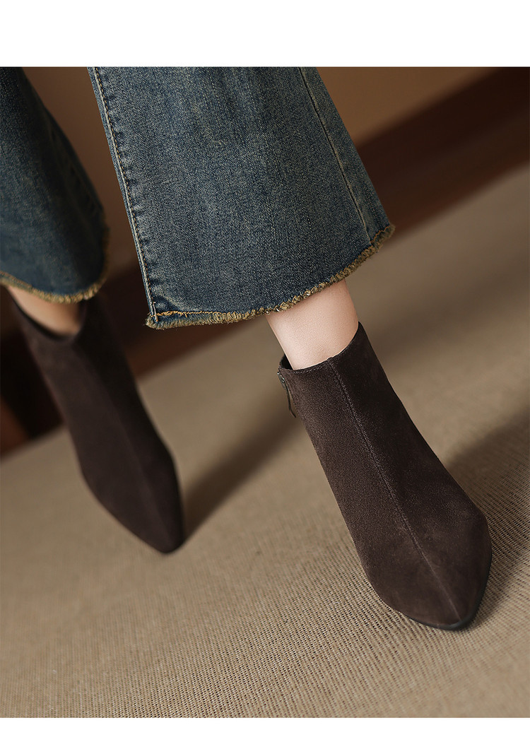 Low-heeled Cowhide Suede Women's Ankle Boots foto 2