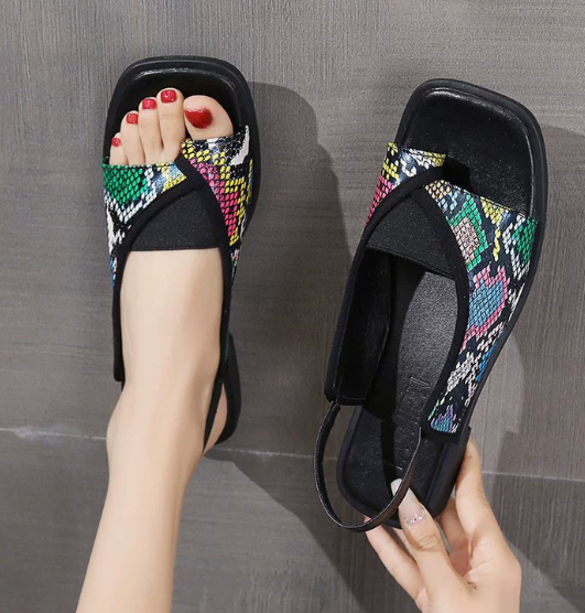 Womens Plus-Size Square-Toe Casual Flat Sandals foto 5
