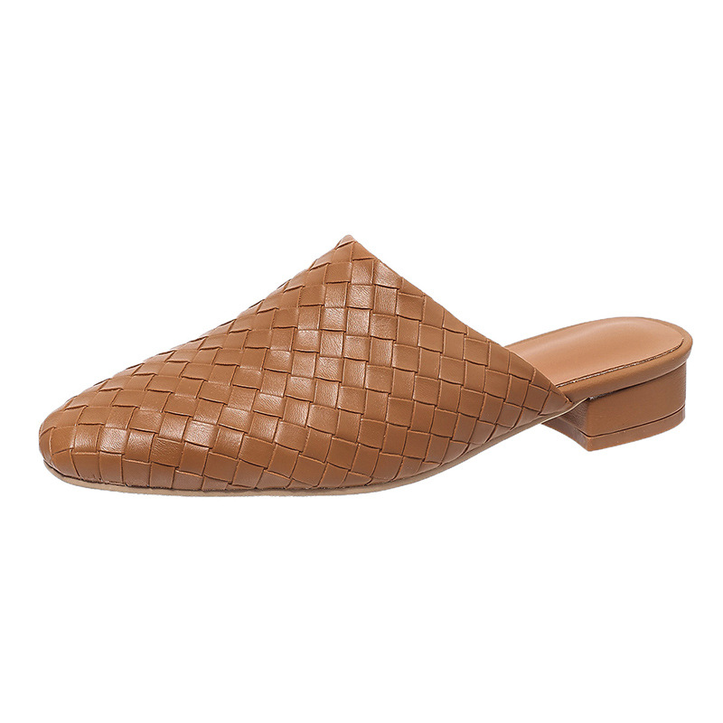 Women's Casual Low-Heel Plus-Size Woven Closed-Toe Outdoor Slippers foto 3