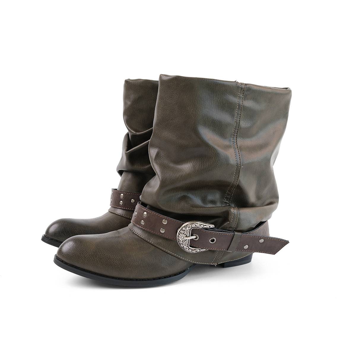 Niche Designs Pleated Western Denim Booties Women foto 2