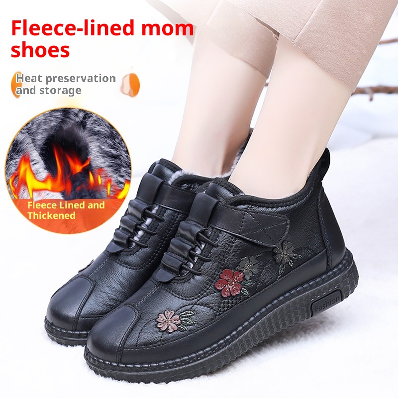 Old Beijing Cloth Shoes Women's Elderly Cotton Winter Fleece-lined Warm Soft Sole foto 5