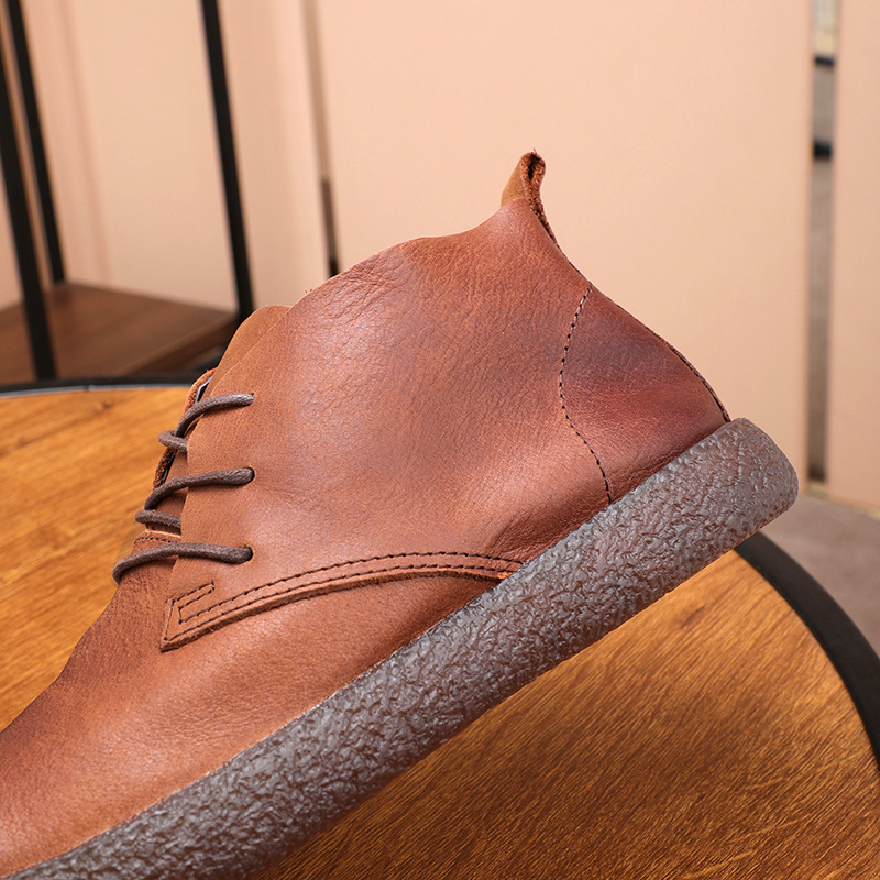 Vintage Distressed Soft Leather Rubber Sole Martin Boots foto 5